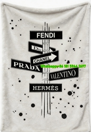 Fendi Luxury Fashion Signpost Print Flannel Sofa Throw Blanket IMG_9392
